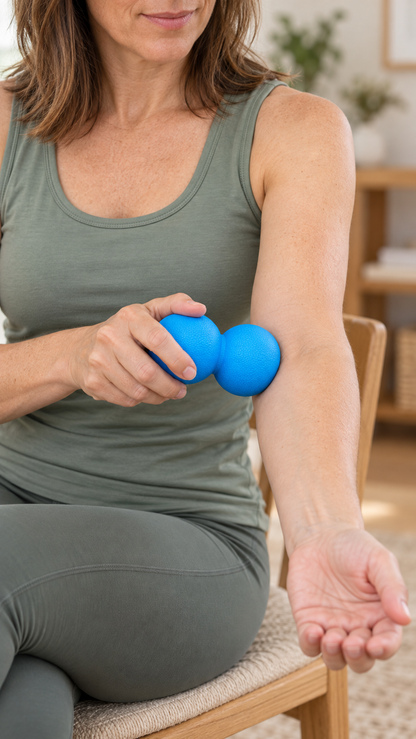 double massage ball — handheld arm use