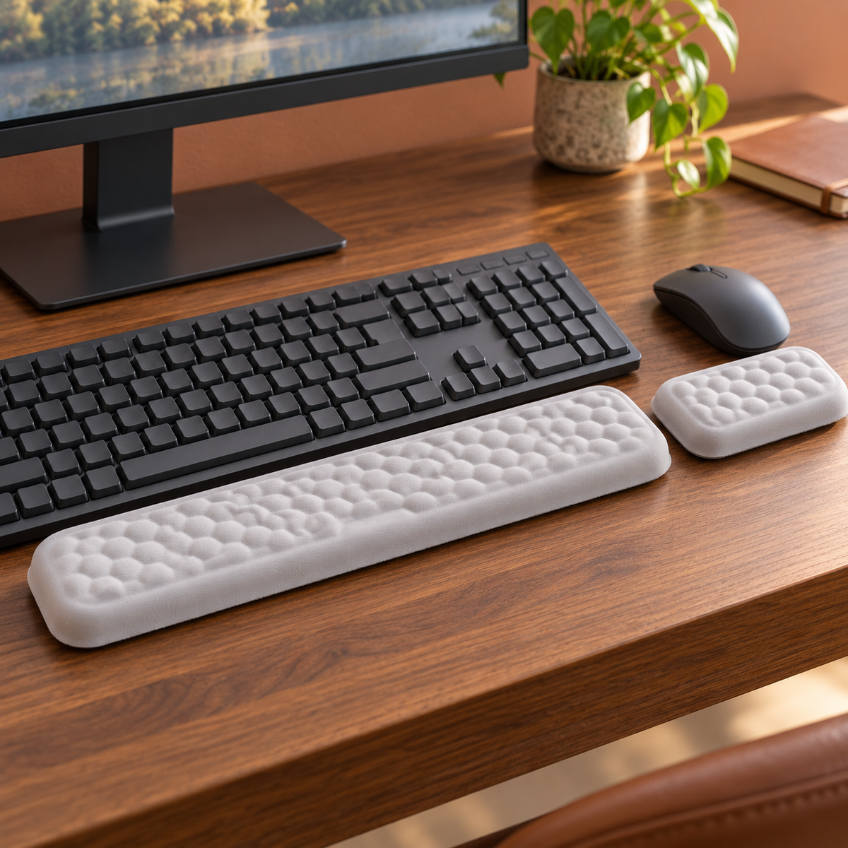 wrist rest set — walnut workspace