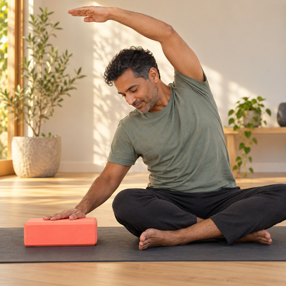 yoga block — seated side stretch