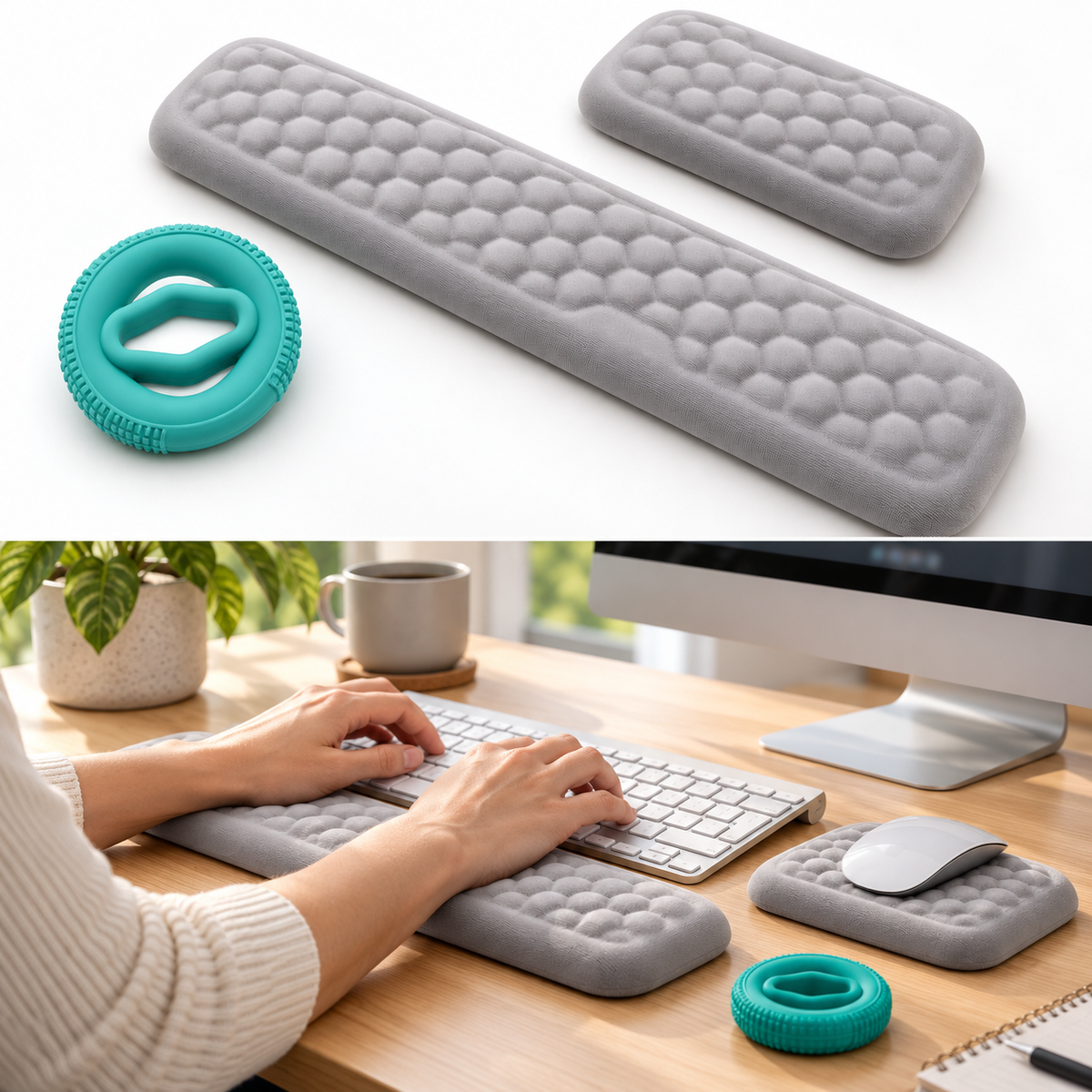 Desk Comfort & Grip Bundle — bundle in use